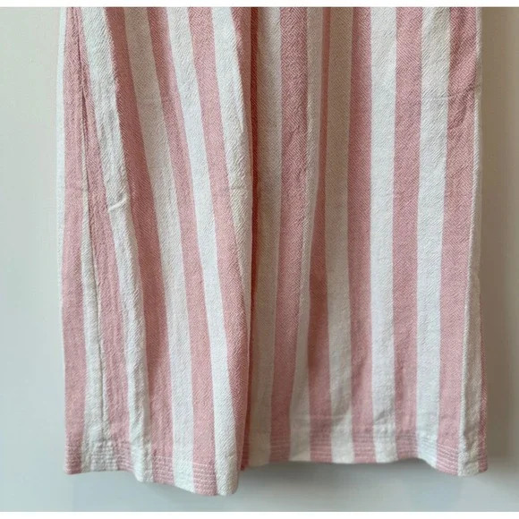 Vintage Tracy Feith Pink‎ White Striped Cotton Midi Dress Puff Sleeve Size 0 - Picture 7 of 9